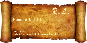 Remmert Lili névjegykártya